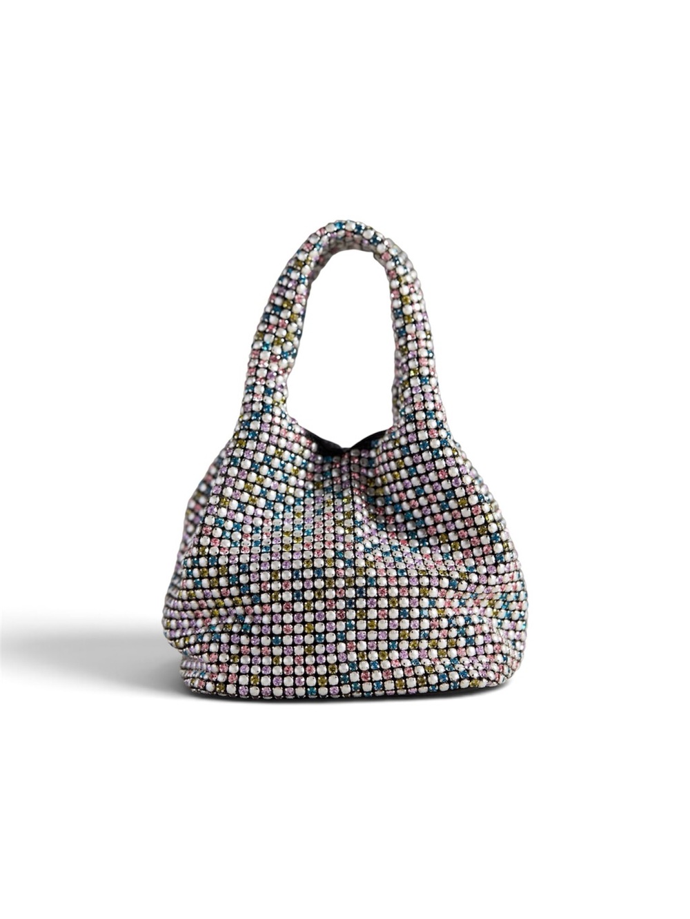 Multicolor Crystal-Embellished Hobo Bag
